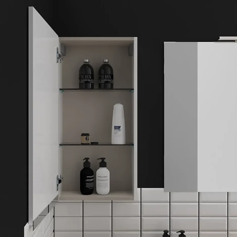 Planète Bain Armoire de salle de bain 40x80 laqué blanc brillant à suspendre