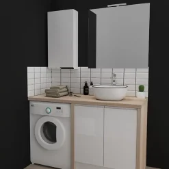 Planète Bain Armoire de salle de bain 40x80 laqué blanc brillant à suspendre