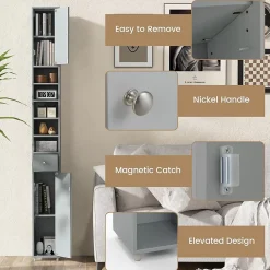 Giantex Armoire de Salle de Bain Haut avec 2 Portes 1 Tiroir 5 Etageres Reglables Dispositif Anti-basculement Meuble Colonne Rangement* Colonne De Salle De Bains|Meuble De Salle De Bains Faible Profondeur