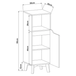 [En.Casa] Armoire de salle de bain Overath 86 x 30 x 30 cm gris effet bois en.casa