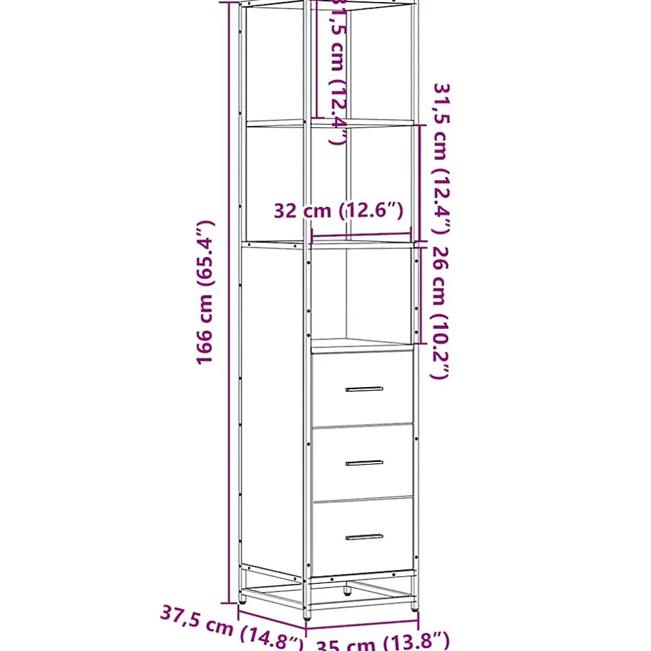 Vidaxl Armoire de salle de bain chêne sonoma 35x37,5x166 cm* Meuble Wc