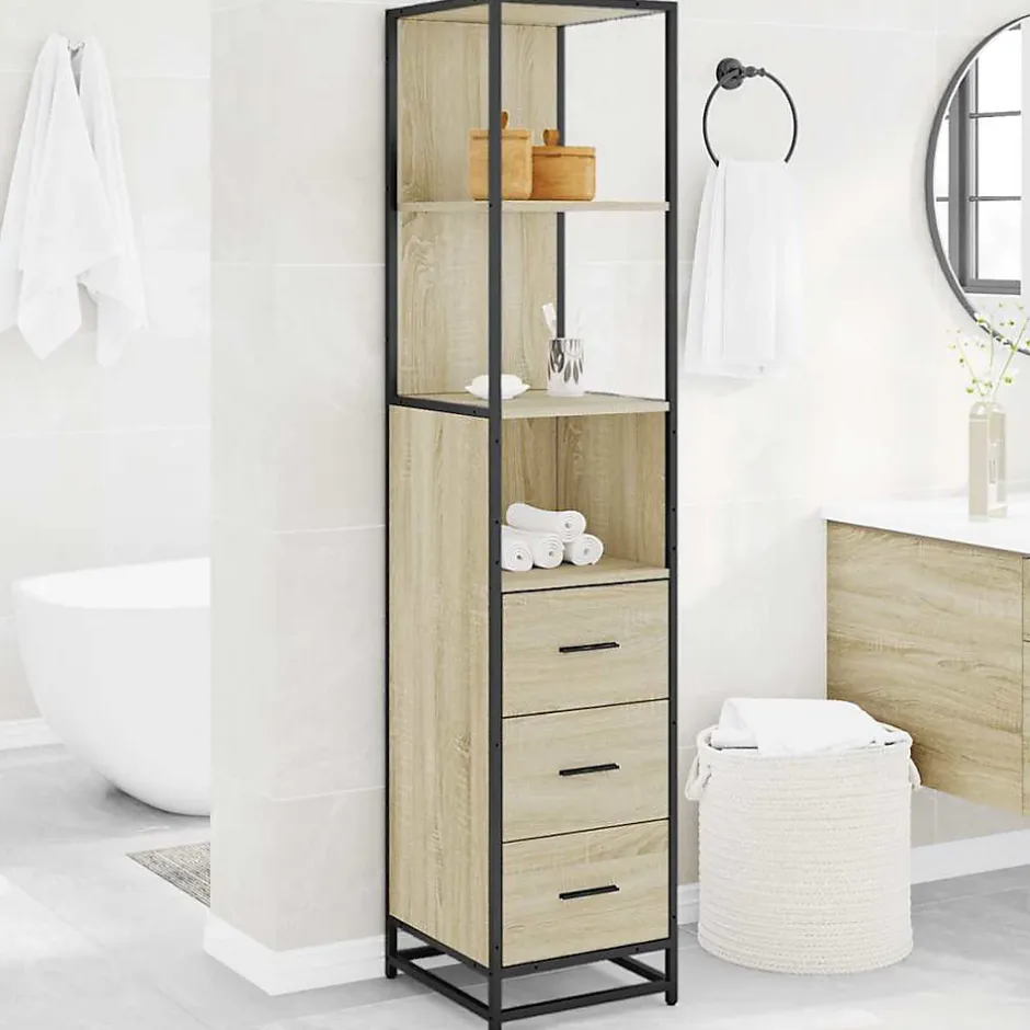 Vidaxl Armoire de salle de bain chêne sonoma 35x37,5x166 cm* Meuble Wc