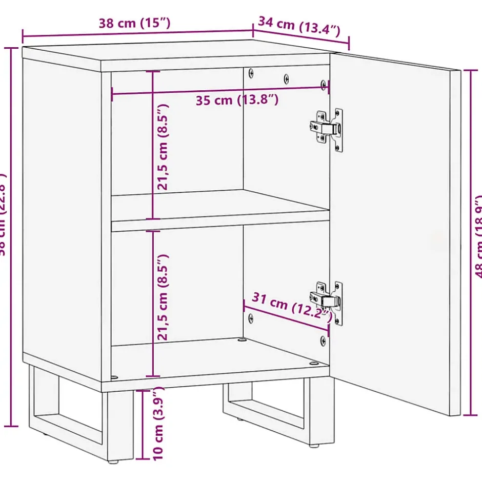 Vidaxl Armoire de salle de bain 38x34x58 cm bois massif de manguier