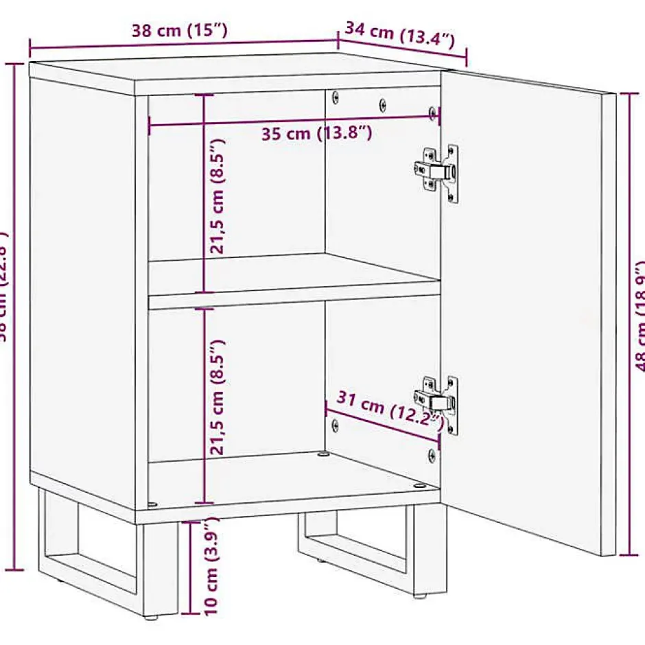 Vidaxl Armoire de salle de bain 38x34x58 cm bois massif de manguier