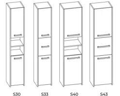 3xE Living Armoire de salle de bain, blanc mat, 170 x 30 x 30 cm