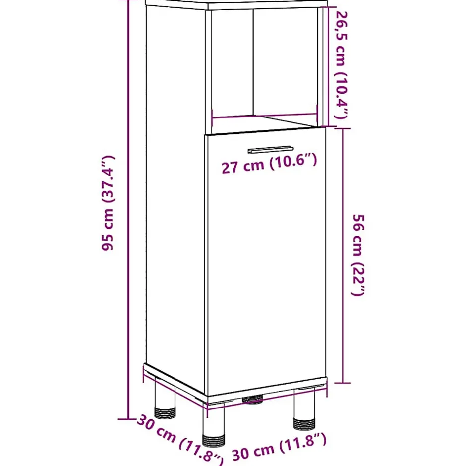 Vidaxl Armoire de salle de bain vieux bois 30x30x95 cm bois ingénierie* Meuble Wc