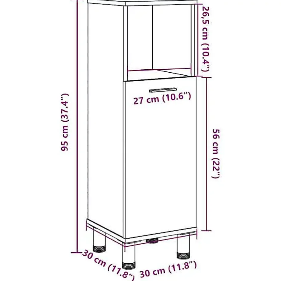 Vidaxl Armoire de salle de bain vieux bois 30x30x95 cm bois ingénierie* Meuble Wc
