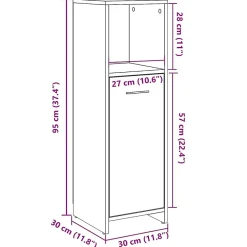 Vidaxl Armoire de salle de bain vieux bois 30x30x95 cm bois ingénierie