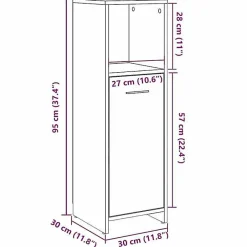 Vidaxl Armoire de salle de bain vieux bois 30x30x95 cm bois ingénierie