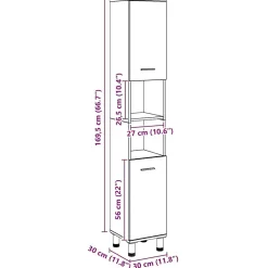 Vidaxl Armoire de salle de bain chêne artisanal 30x30x179 cm