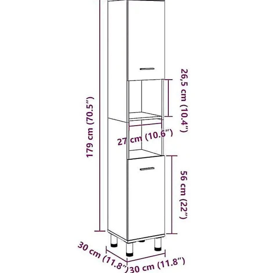 Vidaxl Armoire de salle de bain chêne artisanal 30x30x179 cm