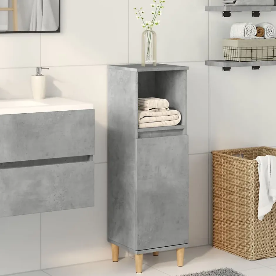 Vidaxl Armoire de salle de bain gris béton 30x30x100 cm* Meuble Wc