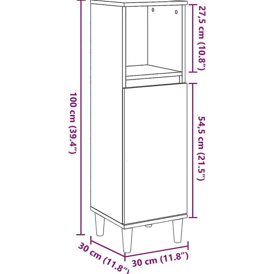 Vidaxl Armoire de salle de bain gris béton 30x30x100 cm* Meuble Wc