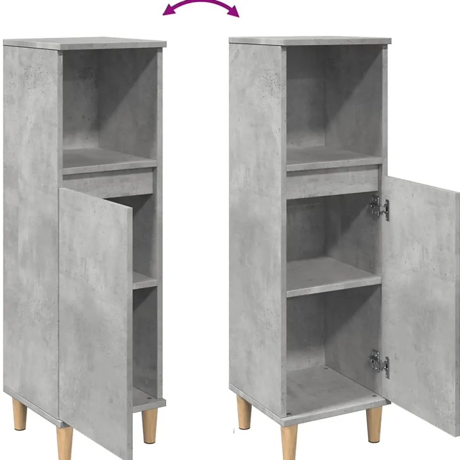 Vidaxl Armoire de salle de bain gris béton 30x30x100 cm* Meuble Wc
