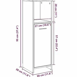 Vidaxl Armoire de salle de bain Gris béton 30x30x95 cm Aggloméré