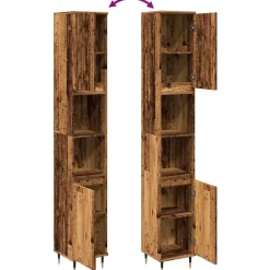 Vidaxl Armoire de salle de bain vieux bois 30x30x190cm bois ingénierie