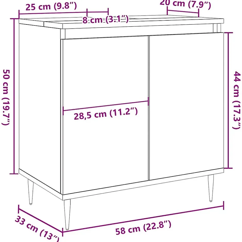 Vidaxl Armoire de salle de bain chêne artisanal 58x33x60 cm* Meuble Wc