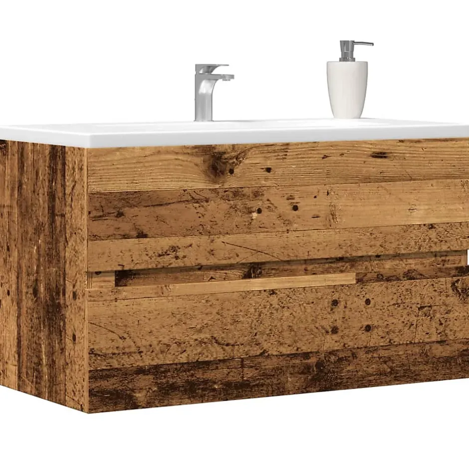 Vidaxl Armoire de salle de bain suspendue vieux bois bois d'ingénierie