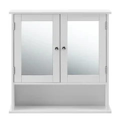 [En.Casa] Armoire de salle de bain vintage avec miroir MDF Blanc laqué en.casa