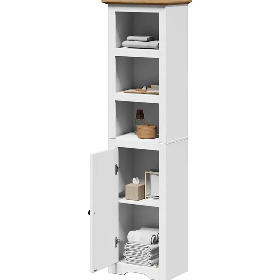 Vidaxl Armoire de salle de bain BODO blanc et marron 44x30x160 cm* Meuble Wc