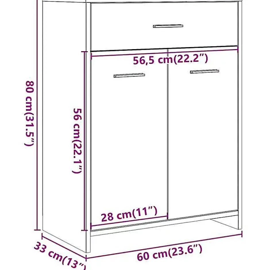 Vidaxl Armoire de salle de bain Gris béton 60x33x80 cm Aggloméré
