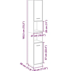 Vidaxl Armoire de salle de bain Chêne sonoma 30x30x183,5 cm Aggloméré* Meuble Wc