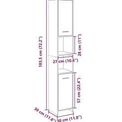 Vidaxl Armoire de salle de bain Chêne sonoma 30x30x183,5 cm Aggloméré* Meuble Wc