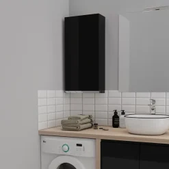 Planète Bain Armoire de salle de bain 40x80 Noire brillante à suspendre* Armoire De Salle De Bains