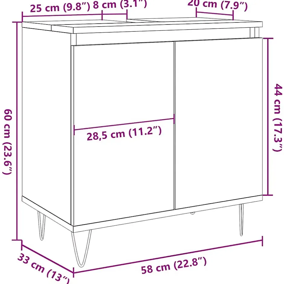 Vidaxl Armoire de salle de bain vieux bois 58x33x60 cm bois ingénierie