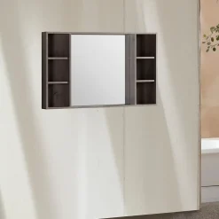 Jindoli Armoire de salle de bain avec miroir chêne brun 120 cm Aquanoma* Armoire De Toilette