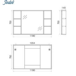 Jindoli Armoire de salle de bain avec miroir chêne brun 120 cm Aquanoma* Armoire De Toilette