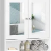 Giantex Armoire de Salle de Bain Murale avec Miroir, Armoire Suspendue avec étagère Réglable, 2 Porte&3 étagère, 56x13x58CM,Blanc