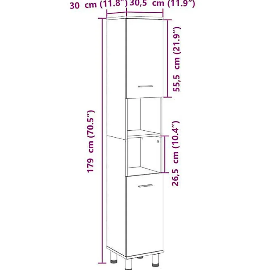 Vidaxl Armoire de salle de bain chêne sonoma 30,5x30x179 cm