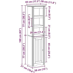 Vidaxl Armoire de salle de bain BODO gris 44x30x160 cm
