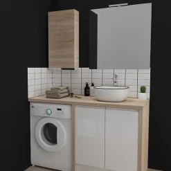 Planète Bain Armoire de salle de bain 40x80 décor chêne oak bordolino à suspendre