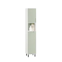 Sobuy Armoire de Salle de Bain, Meuble de Rangement avec Panier à Linge, BZR137-GR,