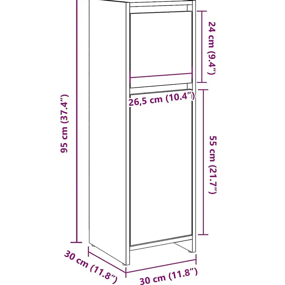 Vidaxl Armoire de salle de bain vieux bois 30x30x95 cm bois ingénierie