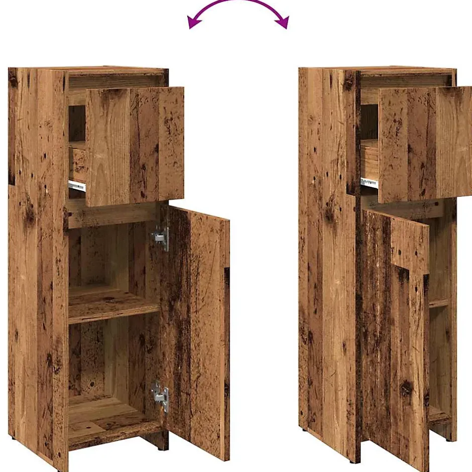 Vidaxl Armoire de salle de bain vieux bois 30x30x95 cm bois ingénierie