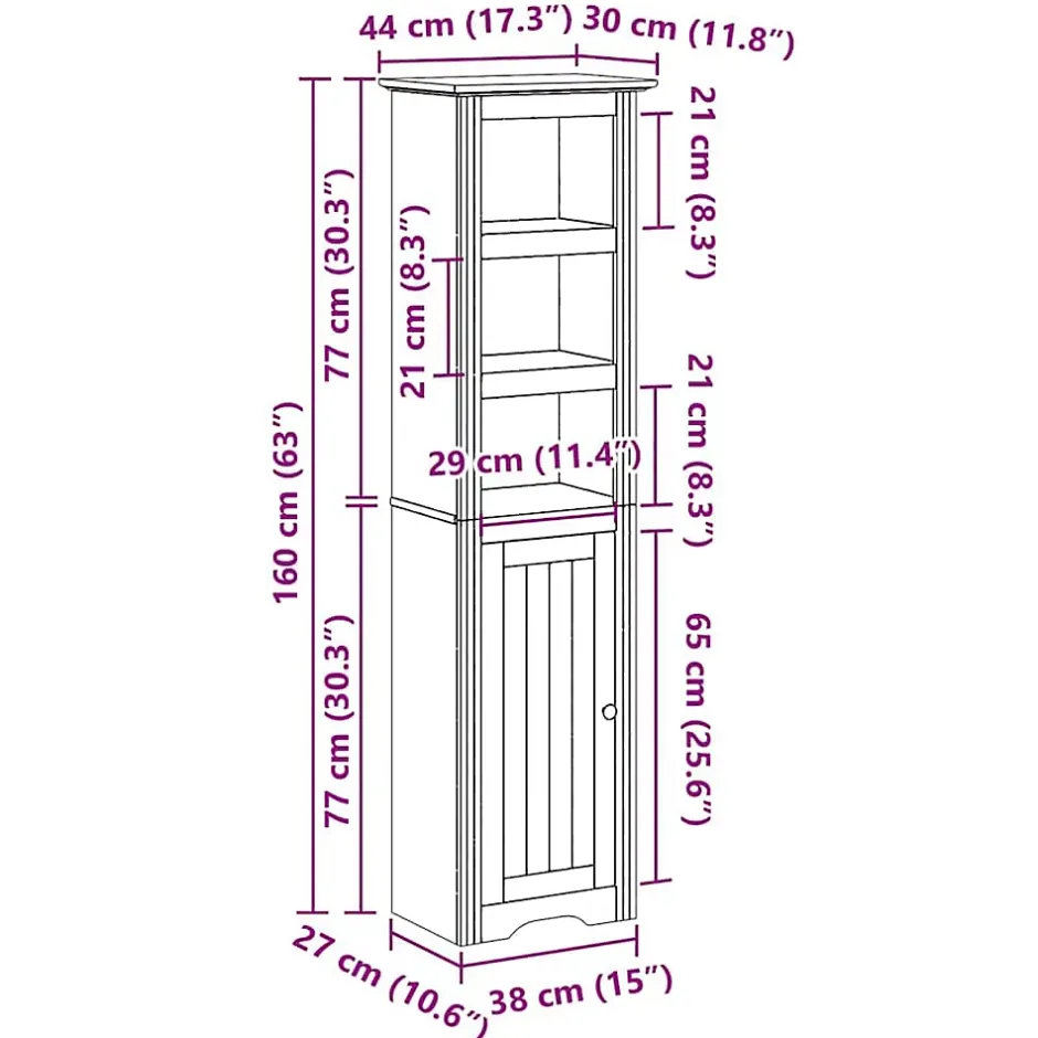 Vidaxl Armoire de salle de bain BODO blanc 44x30x160 cm
