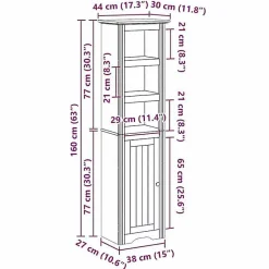 Vidaxl Armoire de salle de bain BODO blanc 44x30x160 cm