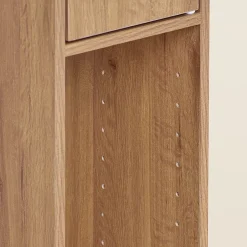 Sobuy Armoire de Salle de Bain Étroite avec Tiroir et Étagères Réglables en Bois