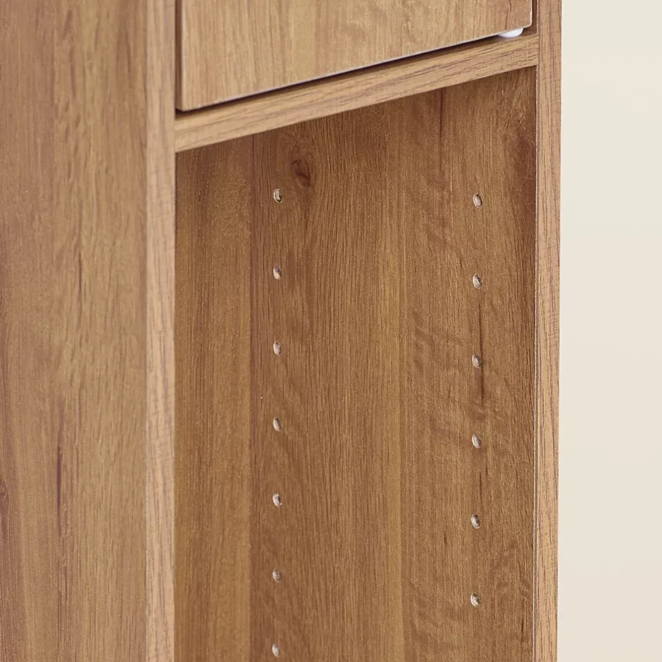 Sobuy Armoire de Salle de Bain Étroite avec Tiroir et Étagères Réglables en Bois
