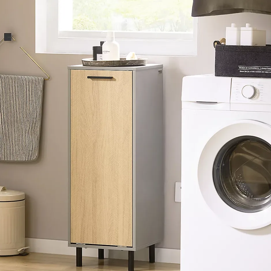 Sobuy Armoire de Salle de Bain, Armoire à Linge, Corbeille à Linge, BZR132-NG,* Armoire De Salle De Bains