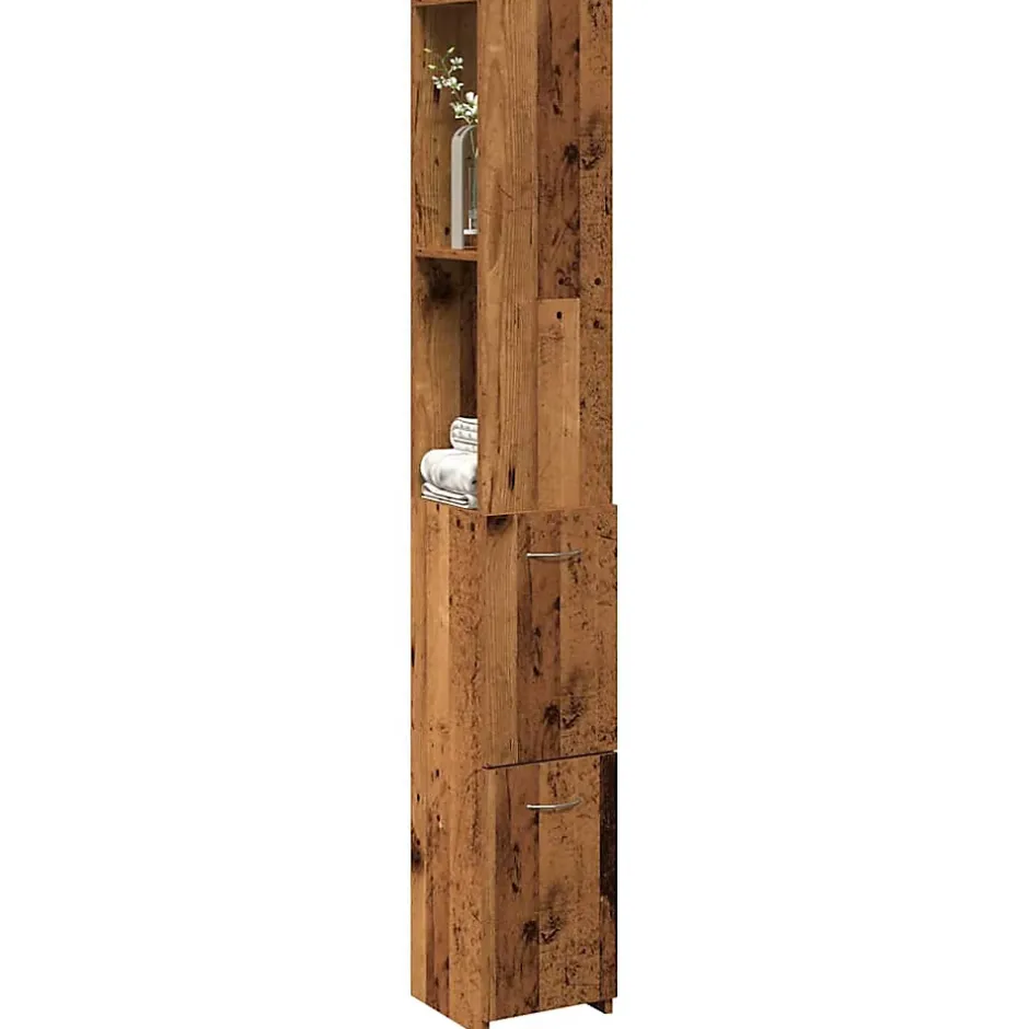 Vidaxl Armoire de salle de bain vieux bois 25x25x170cm bois ingénierie