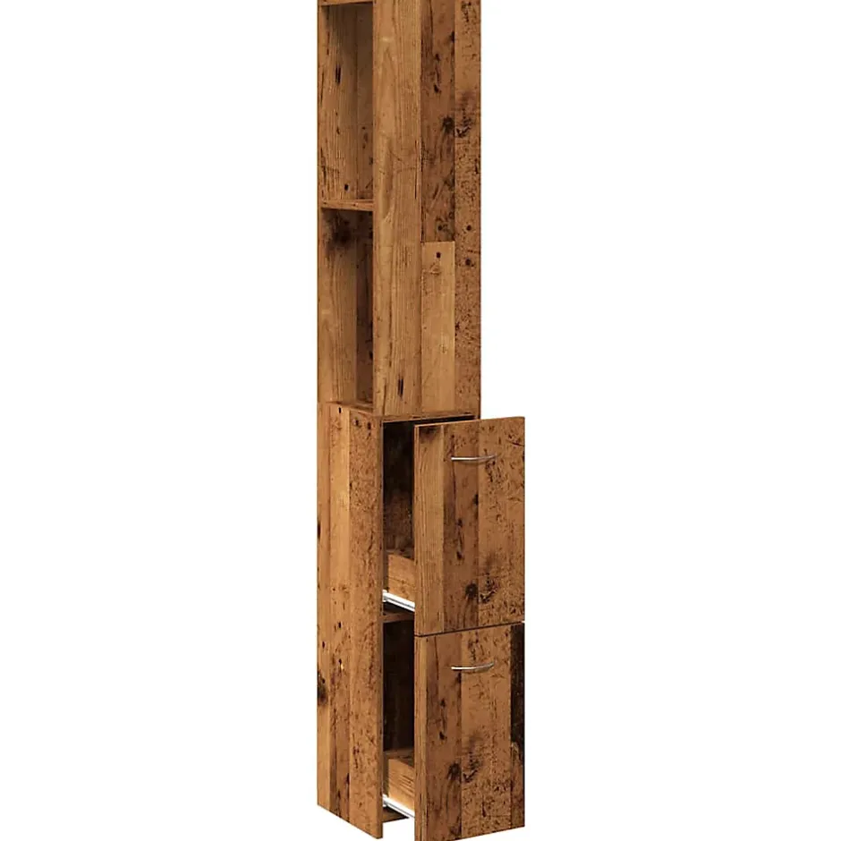 Vidaxl Armoire de salle de bain vieux bois 25x25x170cm bois ingénierie