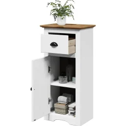 Vidaxl Armoire de salle de bain BODO blanc et marron 44x30x90 cm