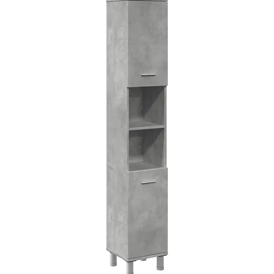 Vidaxl Armoire de salle de bain Gris béton 30x30x179 cm Aggloméré* Meuble Wc