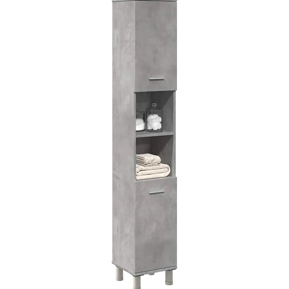 Vidaxl Armoire de salle de bain Gris béton 30x30x179 cm Aggloméré* Meuble Wc