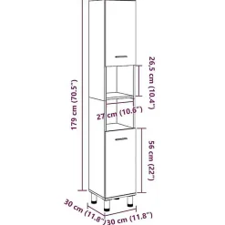 Vidaxl Armoire de salle de bain Gris béton 30x30x179 cm Aggloméré* Meuble Wc