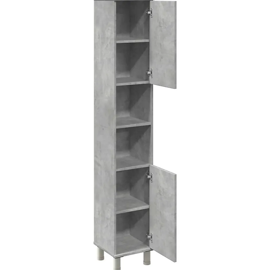 Vidaxl Armoire de salle de bain Gris béton 30x30x179 cm Aggloméré* Meuble Wc